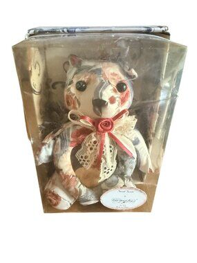 Floral Scented Fabric Teddy Bear With Lace Bow By Once Upon A Rose 10" Boxed